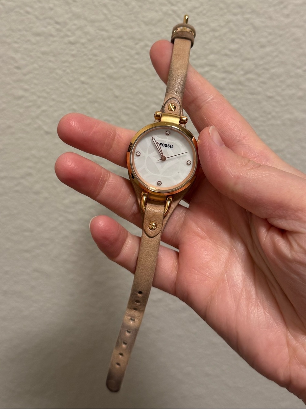 Fossil Rose Gold Case Watch with Blush Leather Strap